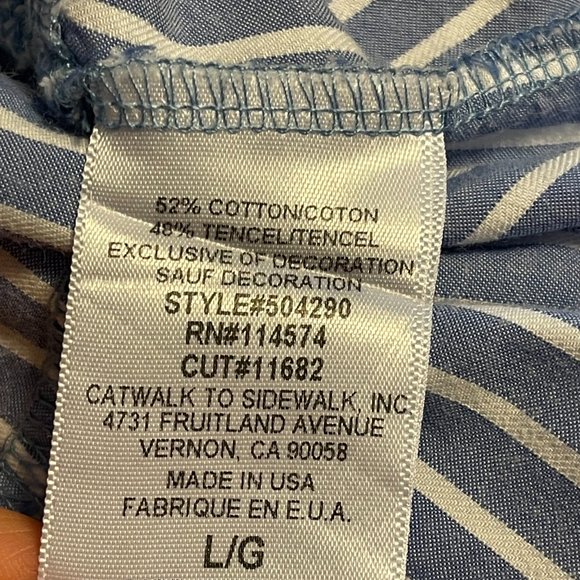 Anthropologie Pleione Pinstripe Bell Sleeve Blouse - Picture 6 of 7